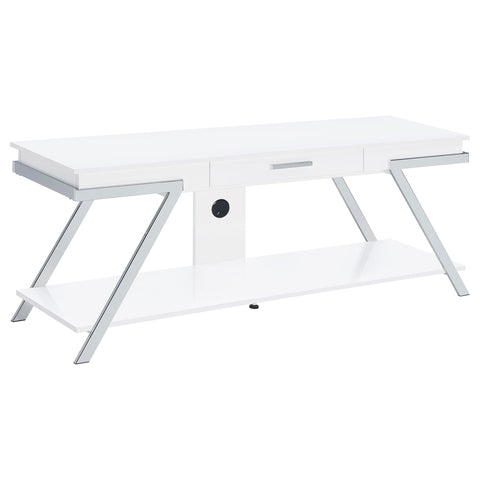 Leon 1-drawer Wood 60" TV Stand White High GlossWhite High Gloss