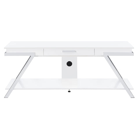 Leon 1-drawer Wood 60" TV Stand White High GlossWhite High Gloss