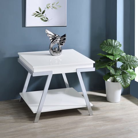Leon Rectangular Side End Table White High GlossWhite High Gloss