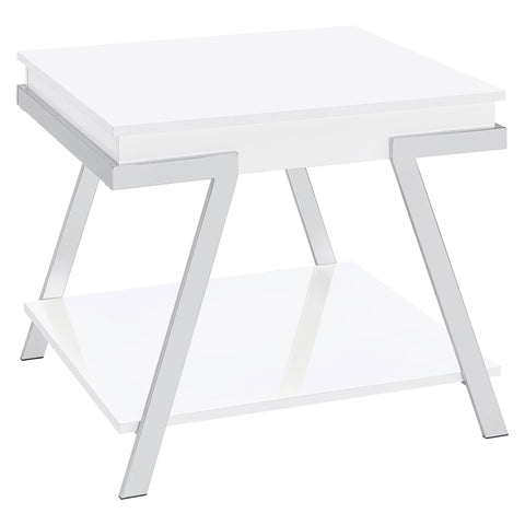 Leon Rectangular Side End Table White High GlossWhite High Gloss