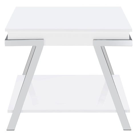 Leon Rectangular Side End Table White High GlossWhite High Gloss