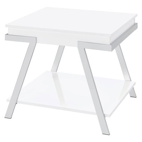 Leon Rectangular Side End Table White High GlossWhite High Gloss