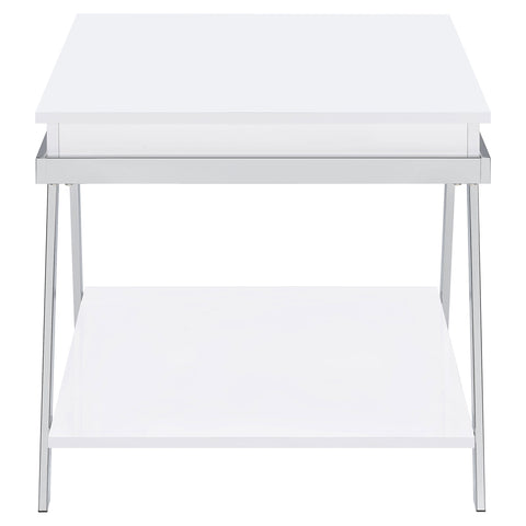 Leon Rectangular Side End Table White High GlossWhite High Gloss