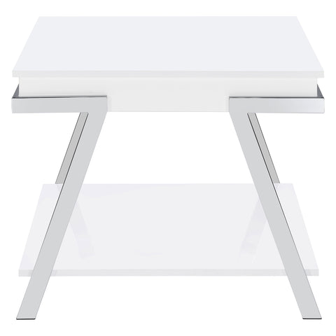 Leon Rectangular Side End Table White High GlossWhite High Gloss