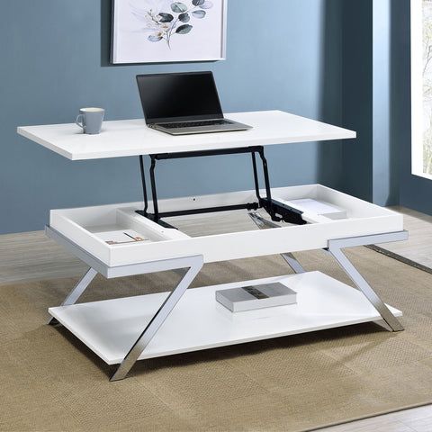 Leon Rectangular Lift Top Coffee Table White High GlossWhite High Gloss