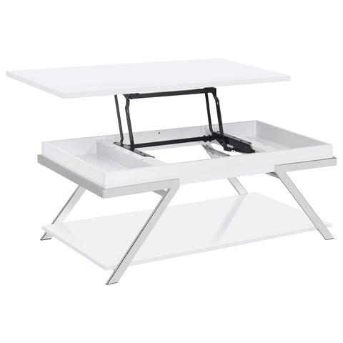 Leon Rectangular Lift Top Coffee Table White High GlossWhite High Gloss