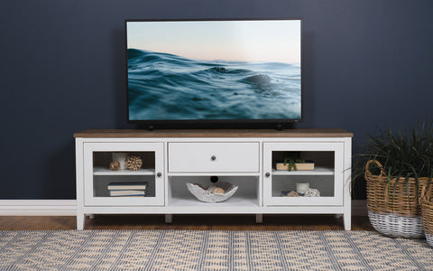 Ingrid 2-door Wood 67" TV Stand with Drawer Brown and WhiteWhite