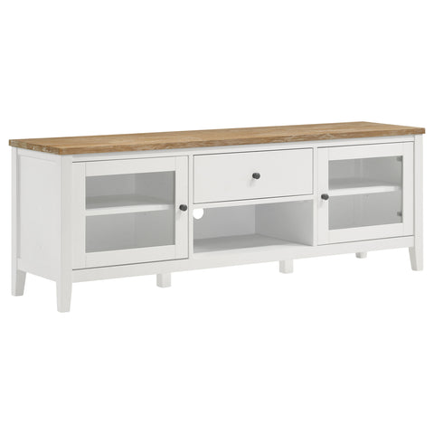 Ingrid 2-door Wood 67" TV Stand with Drawer Brown and WhiteWhite