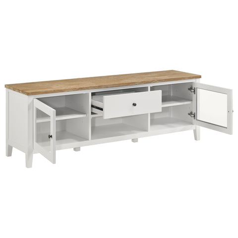 Ingrid 2-door Wood 67" TV Stand with Drawer Brown and WhiteWhite