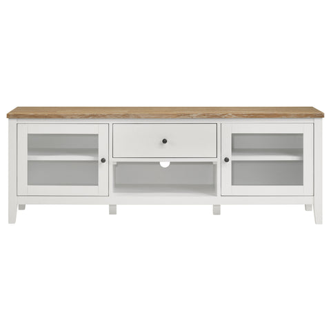 Ingrid 2-door Wood 67" TV Stand with Drawer Brown and WhiteWhite
