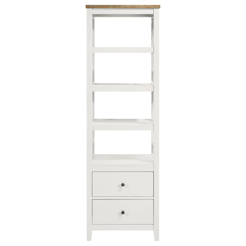 Ingrid 4-shelf Wood Media Tower with Drawers Brown and WhiteWhite