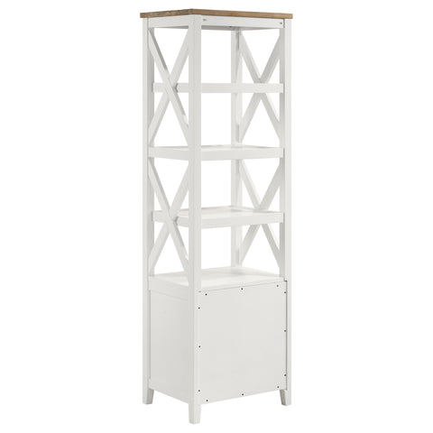 Ingrid 4-shelf Wood Media Tower with Drawers Brown and WhiteWhite