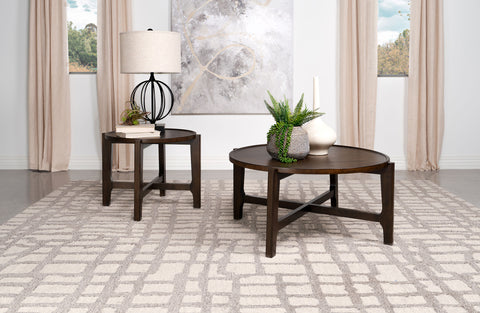 Lamont 2-piece Solid Wood Coffee and End Table Set Dark Brown