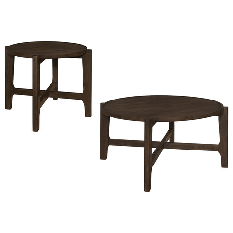 Lamont 2-piece Solid Wood Coffee and End Table Set Dark Brown