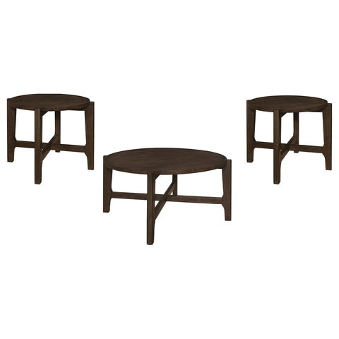Lamont 3-piece Solid Wood Coffee and End Table Set Dark Brown
