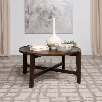 Skylark Round Solid Wood Coffee Table Dark BrownDark Brown