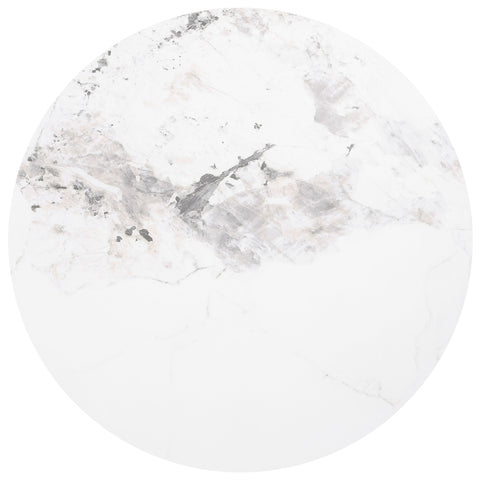 Avon Round Sintered Stone End Table White Faux MarbleWhite Faux Marble