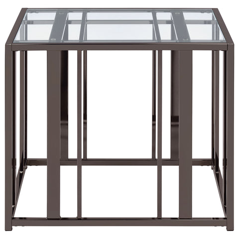 Evanna Rectangular Glass Top Side End Table Black NickelBlack Nickel