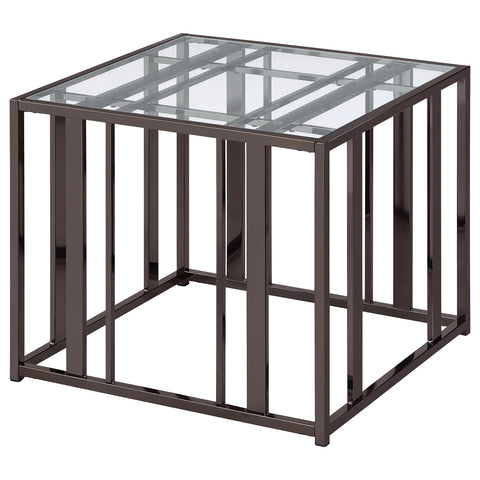 Evanna Rectangular Glass Top Side End Table Black NickelBlack Nickel