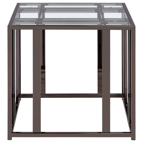 Evanna Rectangular Glass Top Side End Table Black NickelBlack Nickel