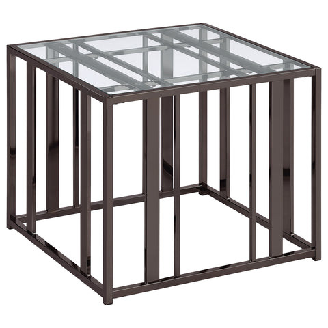 Evanna Rectangular Glass Top Side End Table Black NickelBlack Nickel