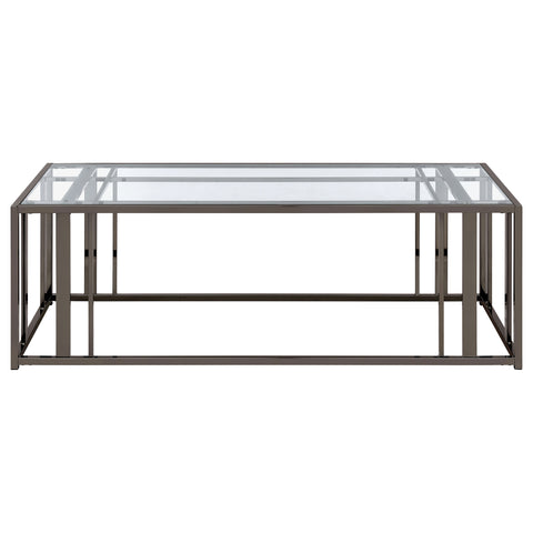 Evanna Rectangular Glass Top Coffee Table Black NickelBlack Nickel