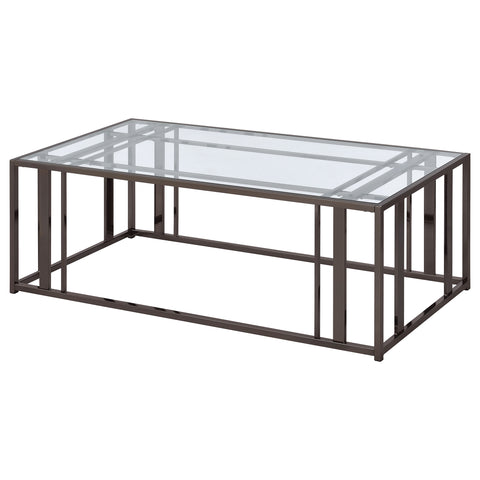 Evanna Rectangular Glass Top Coffee Table Black NickelBlack Nickel