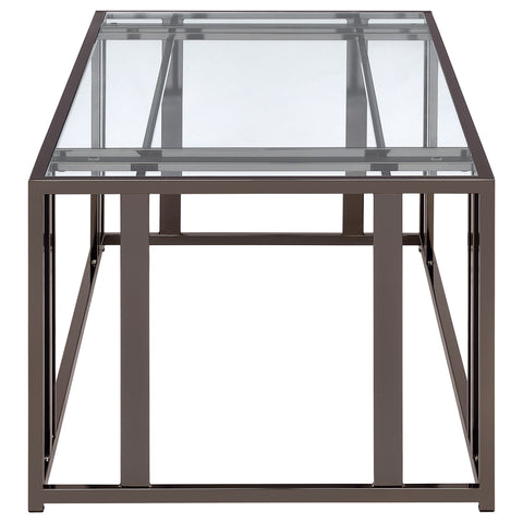 Evanna Rectangular Glass Top Coffee Table Black NickelBlack Nickel