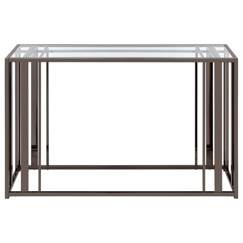 Evanna Glass Top Entryway Sofa Console Table Black NickelBlack Nickel