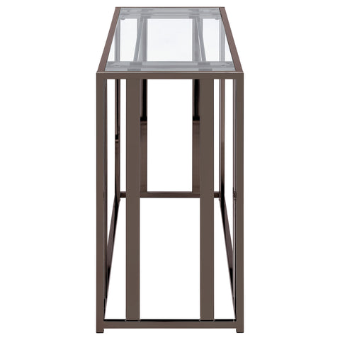 Evanna Glass Top Entryway Sofa Console Table Black NickelBlack Nickel