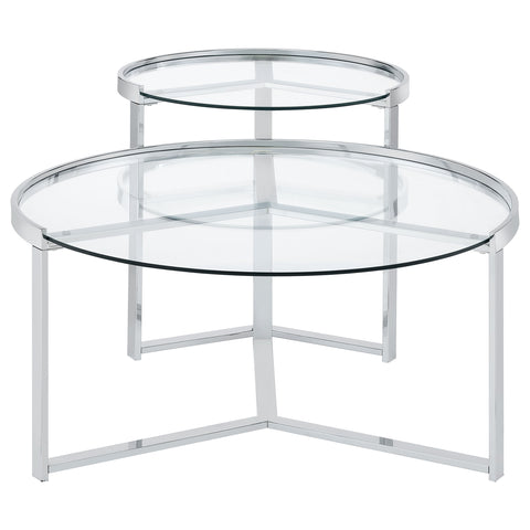 Brenda 2-Piece Round Glass Top Nesting Coffee Table ChromeChrome