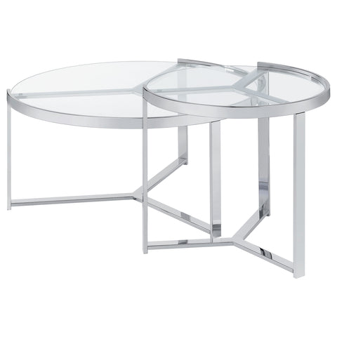 Brenda 2-Piece Round Glass Top Nesting Coffee Table ChromeChrome