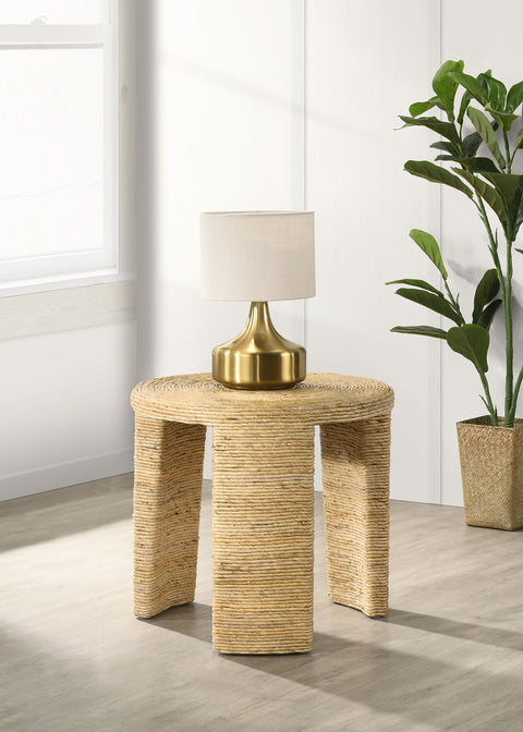 Astoria Woven Rattan Round Side End Table Natural BrownNatural