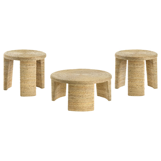 Calla 3-piece Rattan Coffee and End Table Set Natural