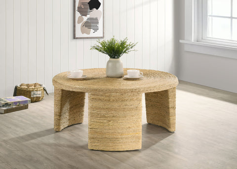 Astoria Woven Rattan Round Coffee Table Natural BrownNatural