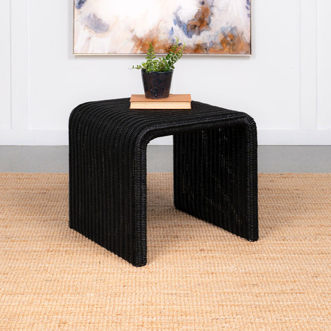 Loomis Woven Rattan Square End Table BlackBlack