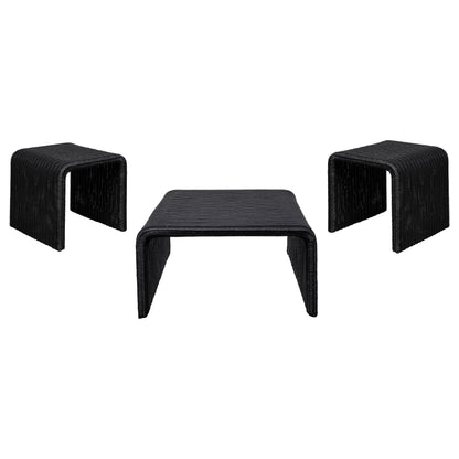 Cara 3-piece Rattan Coffee and End Table Set Black