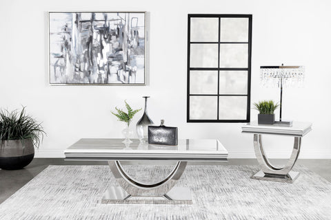 Kaffir 2-piece Rectangular Coffee and End Table Set Chrome