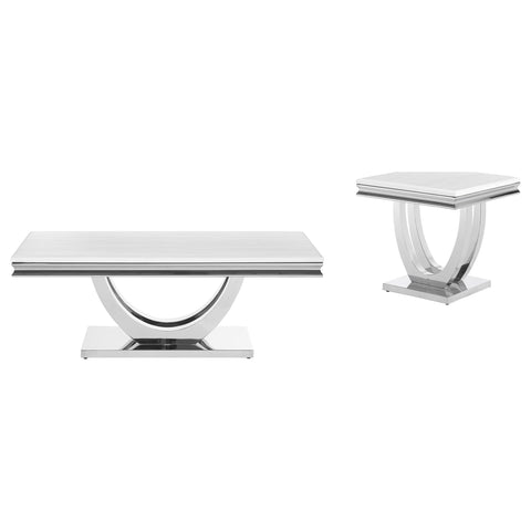Kaffir 2-piece Rectangular Coffee and End Table Set Chrome
