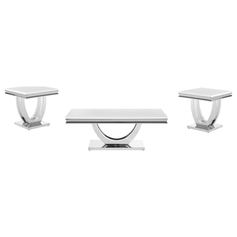 Kaffir 3-piece Rectangular Coffee and End Table Set Chrome