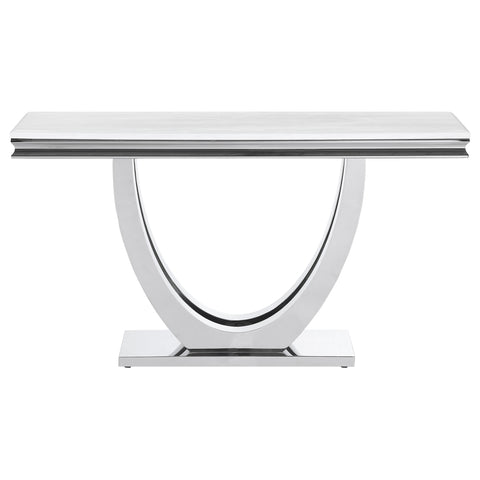 Carmelia U-base Stone Top Entryway Sofa Console Table ChromePolished Stainless Steel