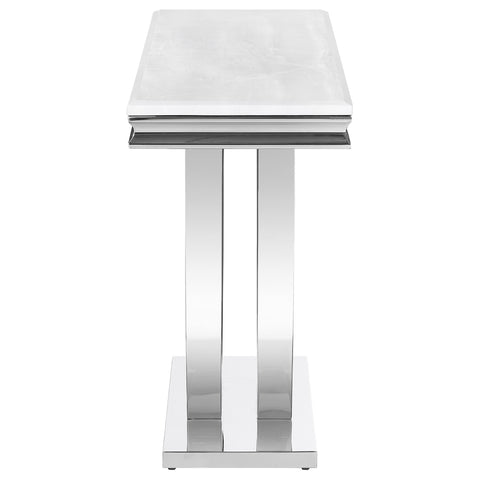 Carmelia U-base Stone Top Entryway Sofa Console Table ChromePolished Stainless Steel