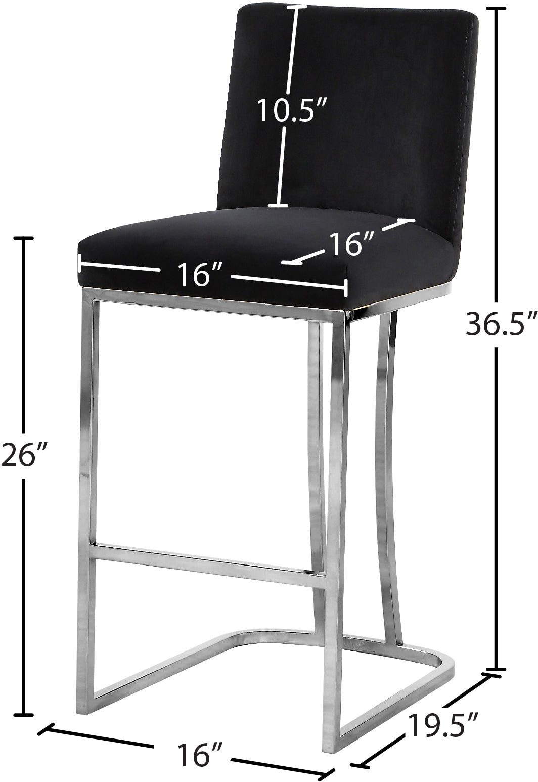 calvin black velvet stool c