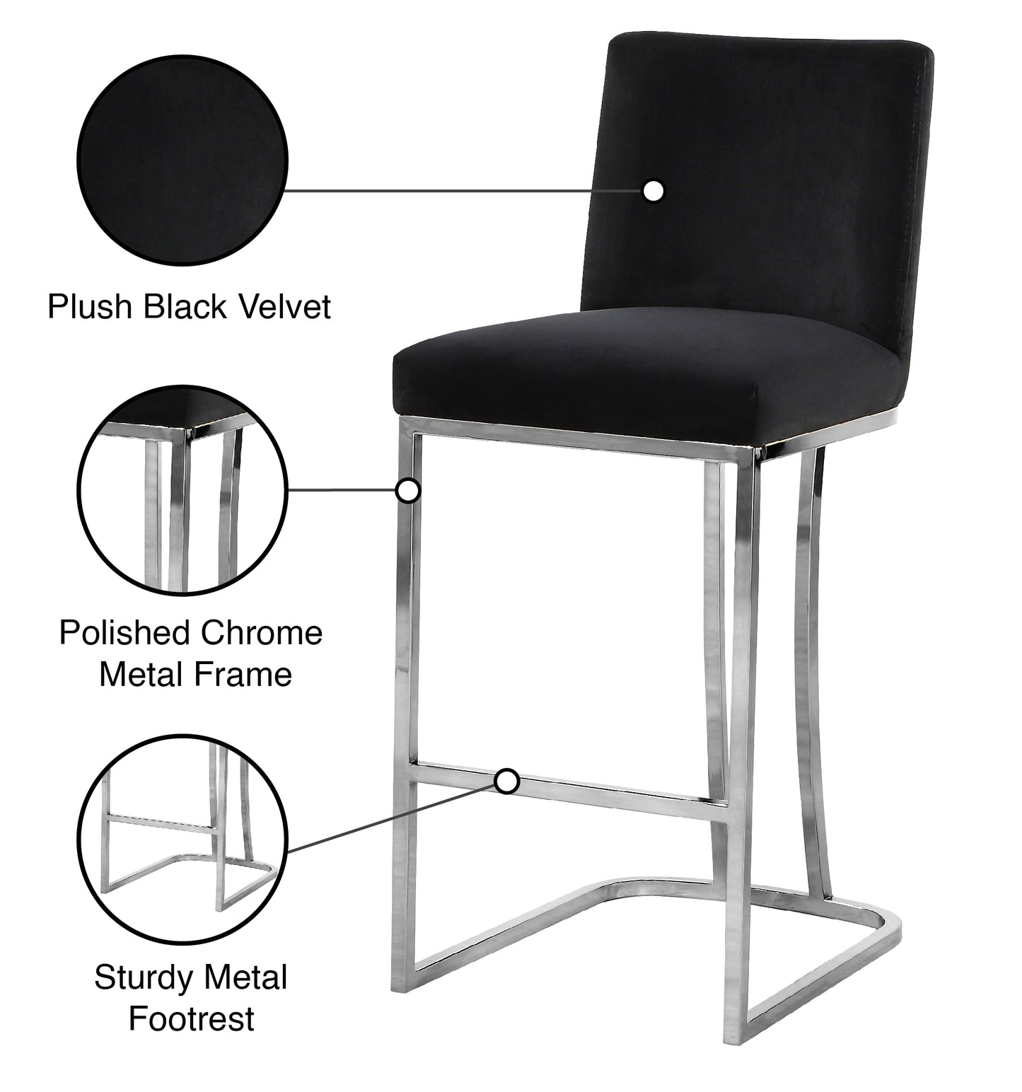 calvin black velvet stool c