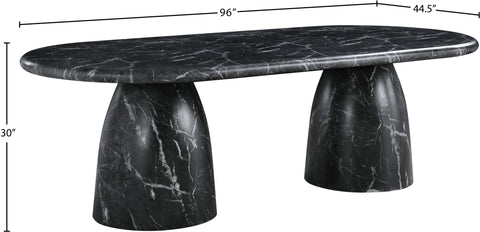Linden 96" Black Marble Finish Concrete Indoor / Outdoor Dining Table, 1 Piece