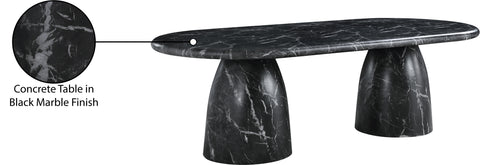 Linden 96" Black Marble Finish Concrete Indoor / Outdoor Dining Table, 1 Piece