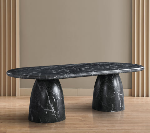 Linden 96" Black Marble Finish Concrete Indoor / Outdoor Dining Table, 1 Piece