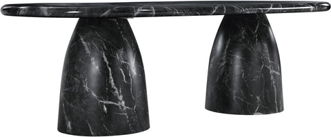 Linden 96" Black Marble Finish Concrete Indoor / Outdoor Dining Table, 1 Piece