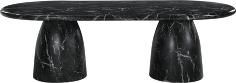 Linden 96" Black Marble Finish Concrete Indoor / Outdoor Dining Table, 1 Piece