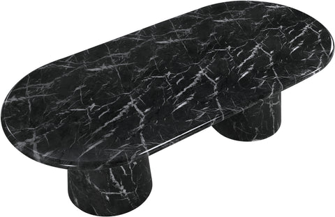 Linden 96" Black Marble Finish Concrete Indoor / Outdoor Dining Table, 1 Piece